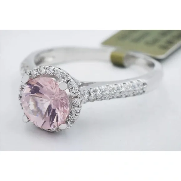 Stunning genuine pink morganite and .925 sterling silver ring! NWT! Size 7 - Picture 2 of 3